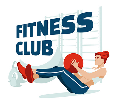 Gym advertising active character club equipment exercise female fit fitness flat girl gym illustration indoor sport vector wellness woman