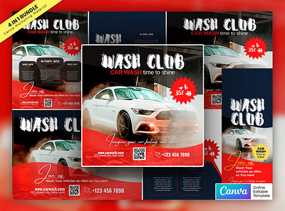 Car Wash Servicing Marketing Material Bundle Vol.09 auto detailing bundle template