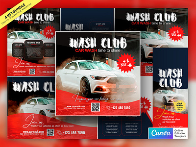 Car Wash Servicing Marketing Material Bundle Vol.09 auto detailing bundle template