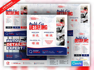 Mobile Car Detailing Marketing Material Bundle Vol.02 auto detailing bundle template