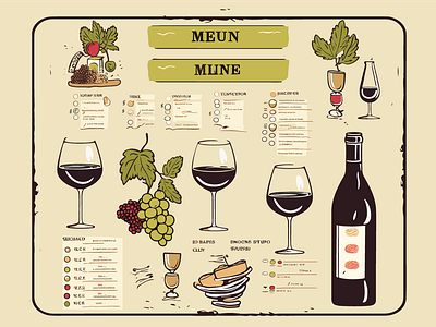 Exquisite Wine Selections Menu illustration menu menu design restaurant menu