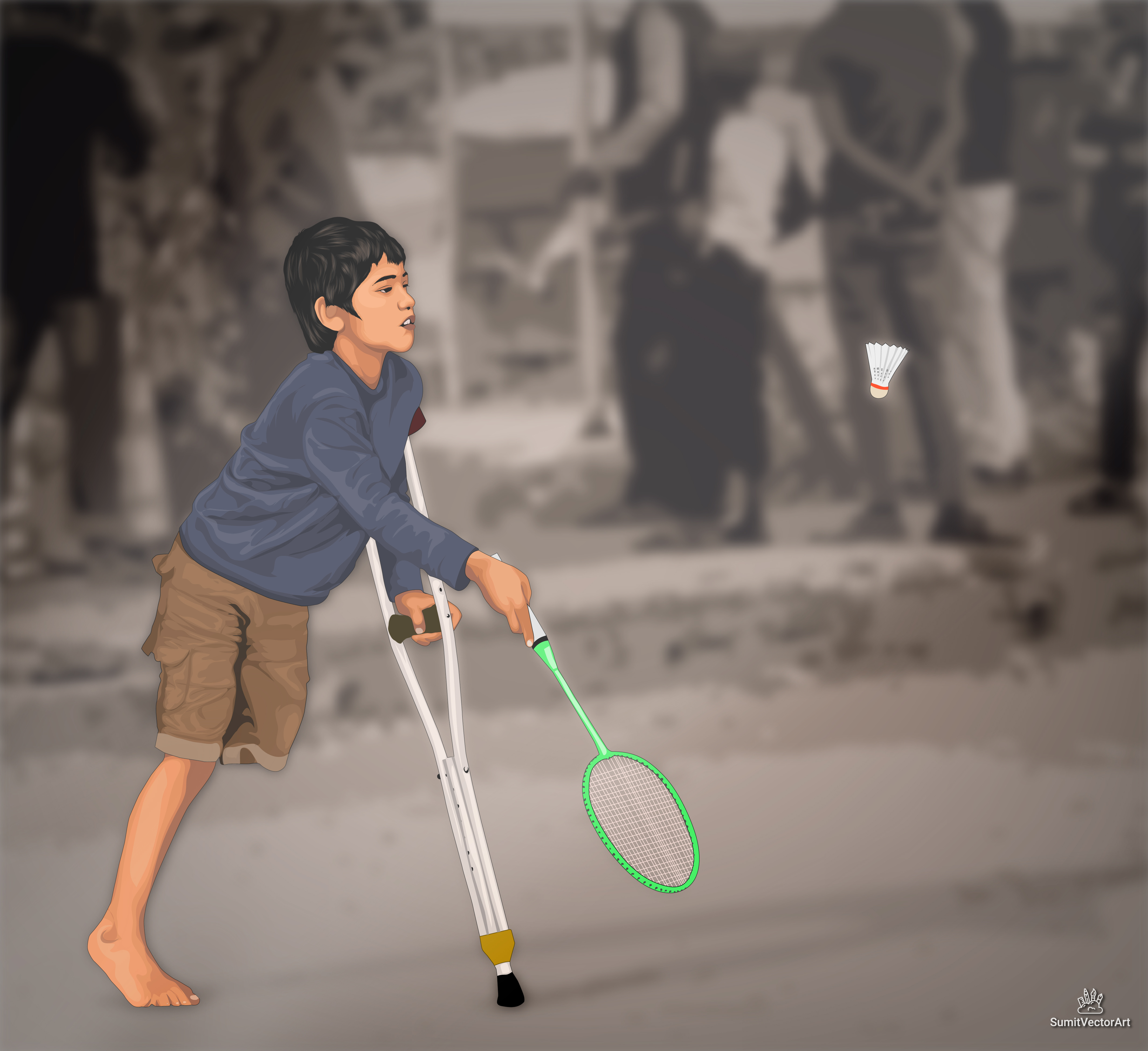 Vector Art adaptivesports artisticexpression badmintonpassion cartoon digital art digitalillustration illustratingstrength illustration line art portrait painting sports sumitvectorart vector vector art