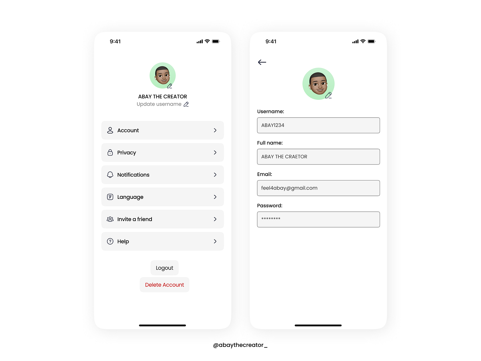 User profile and settings screen by Bless Atteh Adzimah on Dribbble