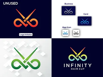 Concept : Infinity Hair Cut - Logo Design (Unused) app icon best logo brand identity branding graphic design icon design logo logo design logofolio logotype modern logo vect plus