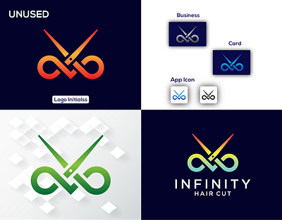 Concept : Infinity Hair Cut - Logo Design (Unused) app icon best logo brand identity branding graphic design icon design logo logo design logofolio logotype modern logo vect plus