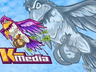 K-Media bird cartoon cartoon character cartoon logo cartoon mascot character design design drawing eagle illustration logo logo creation logo maker mascot mascot logo vector art vector logo
