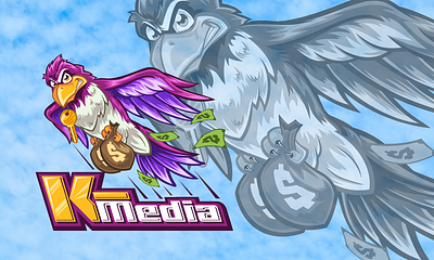K-Media bird cartoon cartoon character cartoon logo cartoon mascot character design design drawing eagle illustration logo logo creation logo maker mascot mascot logo vector art vector logo
