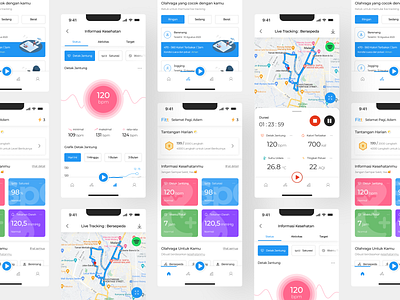 Fitt - Health Tracker Mobile App blue design health health track lifestyle minimalis mobile playful run simple swim tracker ui ui design uiux user interface