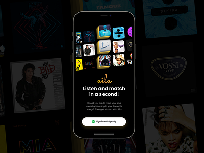 AILA - Sign in Screen application matchapp meet mobile sign in ui ux