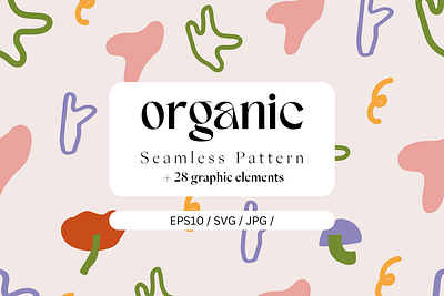 Organic Seamless Pattern + 28 Graphic Elements design graphic design illustration vector logo organic pattern pattern seamless pattern