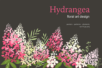 Hydrangea brand design branding clipart creative market flat illustration pattern design vector