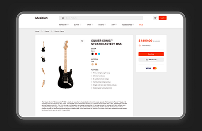 Musical Instruments Shop Website branding case study design instrument landing mobile mobiledesign music responsive shot ui uiux ux website