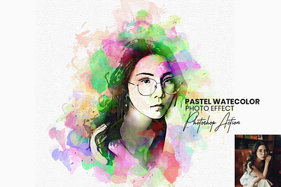 Pastel Watercolor Photoshop Action portrait retouching