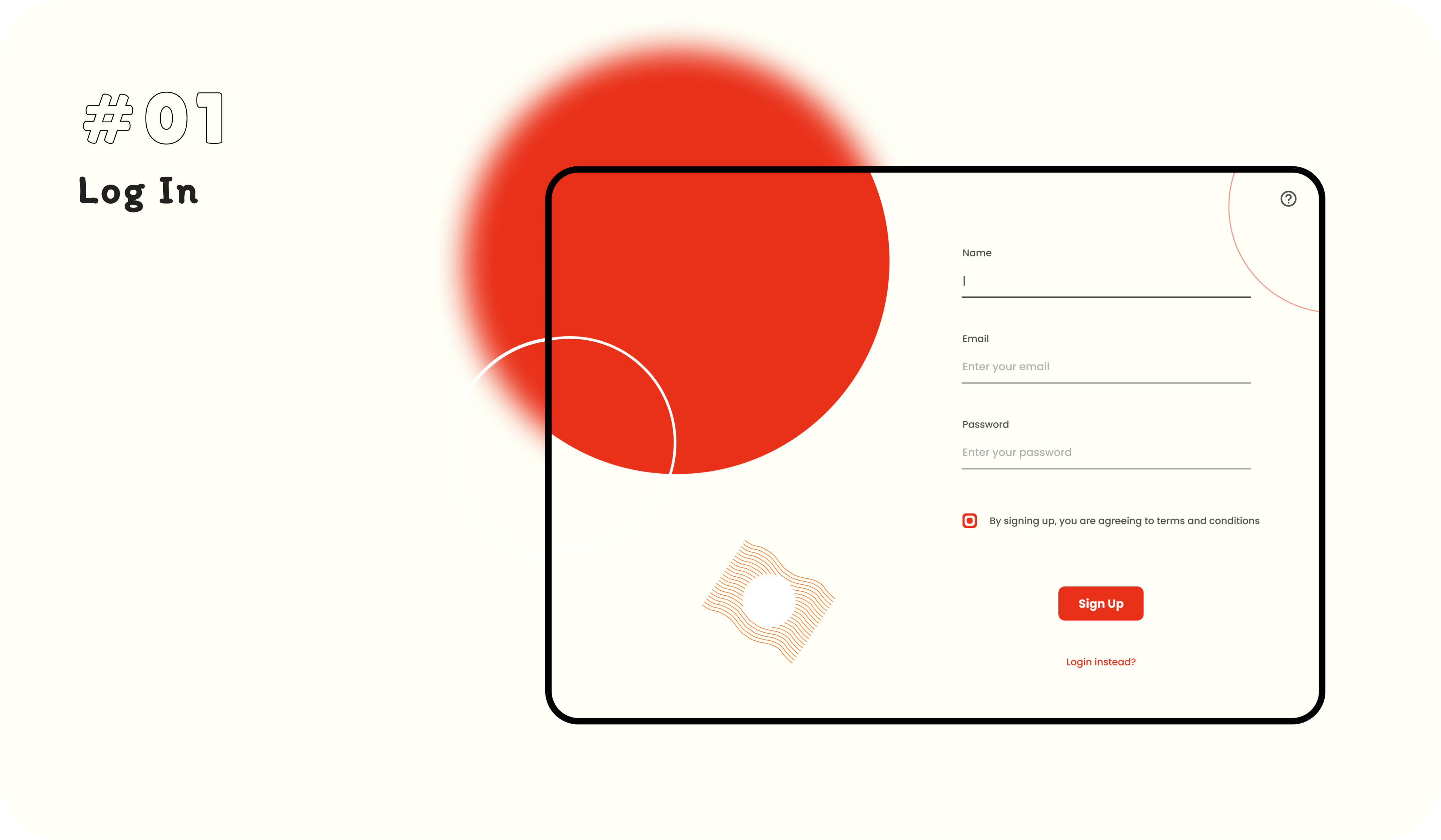 DailyUI #001 Login page 3d branding clean colors daily dailyui design graphic design illustration login modern new red trendy typoraphy ui ui design user experience user interface ux