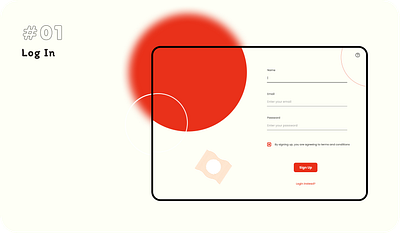 DailyUI #001 Login page 3d branding clean colors daily dailyui design graphic design illustration login modern new red trendy typoraphy ui ui design user experience user interface ux