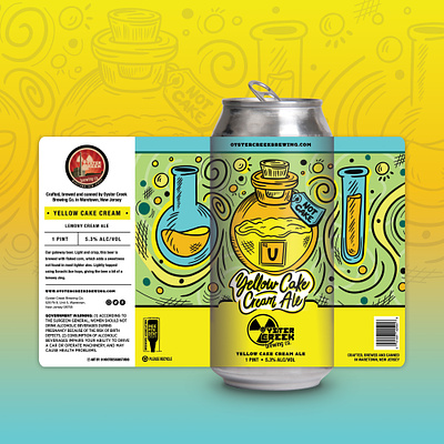 Yellow Cake Cream Ale alcohol ale atomic beer beer label beer packaging brewery can colorful drink graphic design hand drawn illustration illustrator label lettering nuclear packaging packaging design uranium