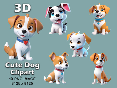 3D Cute Dog Clipart dog cartoon