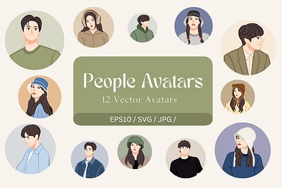 People Avatars Vol. 1 - 12 Vector Avatars avatar boy vector design girl vector graphic design illustration illustration vector people avatar profile profile picture vector