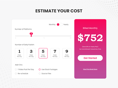 Estimate Calculator Page for Website branding estimate graphic design minimal price calculator pricing ui uiux website website design