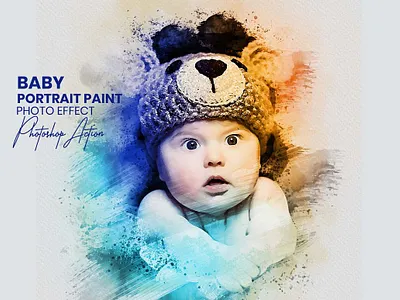 Baby Portrait Paint Photo effect digitalart graphicdesign photo template photoediting photoeffects photomanipulation photoshop photoshopaction portraitart watercolorart