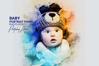 Baby Portrait Paint Photo effect photo template