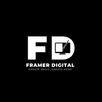 Framer Digital Logo black and white logo brand idenrity digital agency logo framer digital graphic design logo minimal minimal logo website design logo website logo design