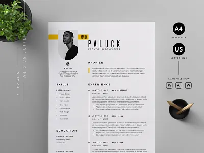 Resume/CV cover letter cv template design illustration professional resume ui us letter vector word
