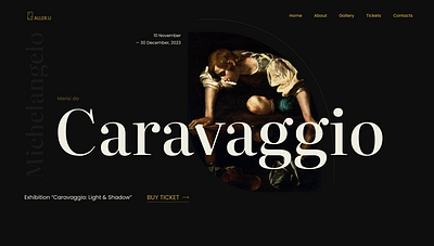 Art exhibition landing page art gallery museum ui ux vintage