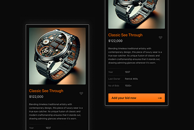 Dark December Series - Product Details ai bid dark ecommerce product shopping theme watch