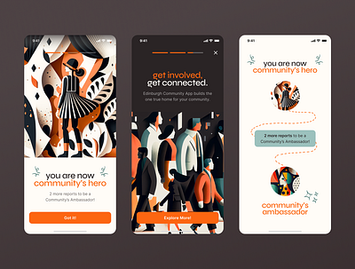 Community App: Onboarding Screens app community design flat gamification illustration leaderboard member onboarding people product product design ui ux