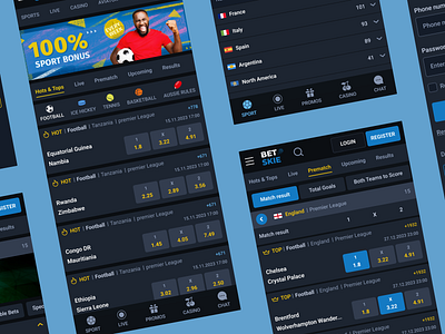 Sports betting adaptive UI design betting dashboard mobile online betting online casino responsive sport ui ux web
