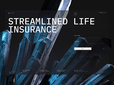 Life insurance web-concept clean ui concept crystal dark design insurance mainscreen ui web website