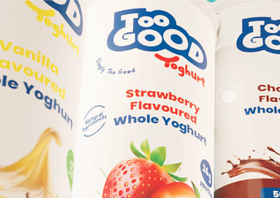 Too Good Yoghurt Package Design 3d branding graphic design logo