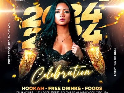 New Year's Eve Flyer 31st night christmas club club flyer event happy new year holiday holidays instagram merry christmas merry xmas new year new year 2024 new year dinner new years eve nye 2024 nye party party xmas