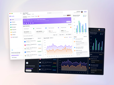 SaaS Sales Dashboard - Zenith . b2b best ui dark dashboard design graphic design interface logo management project saas sales sidebar ui ui design ui trend ui ux ux ux design