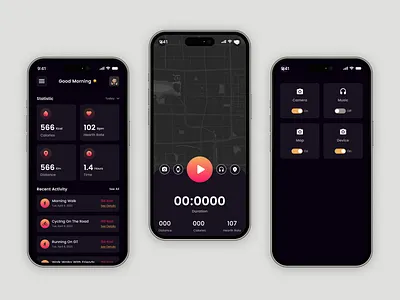 Cycle & Running Fitness Mobile APP UI best cycle app ui cycling dark screen figma app figma designer fitnees fitness fitness app fitness mobile app ui mobile app design mobile app ui running mobile app sport dark app top ui ui ux designer