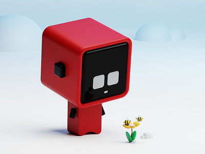 Kind and Cute Robot. 3d animation blender character design flower graphic design robot ui