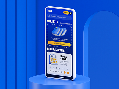 Quizlet mobile app concept 3d app cinema4d interface mobile ui