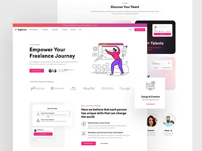 GigGrove - Landing Page app branding dashboard design freelance illustration interface landing page logo product toglas ui ux