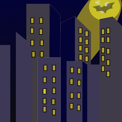 Quiet night at Gotham city drawing using figam animation