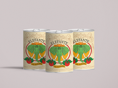 Redesign do Extrato de Tomate Elefante em Art Nouveau art nouveau elefante embalagem graphic design molho de tomate redesign