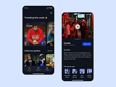 Movie recommendation app ui