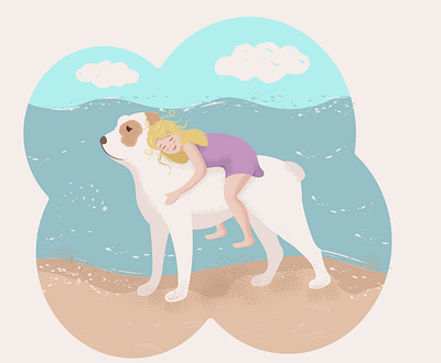 Girl and her dog illustration vector