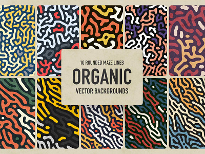 Retro Organic Maze Backgrounds abstract background colorful grain illustration line maze lines maze noise noise effect noise texture organic organic lines pattern retro vector vintage wallpaper