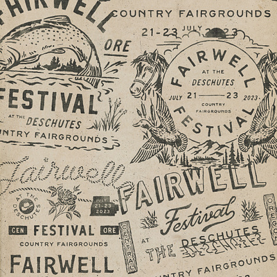 Fairwell Festival Merchandise badge design branding festival illustration music t shirt design vintage vintage badge