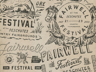 Fairwell Festival Merchandise badge design branding festival illustration music t shirt design vintage vintage badge
