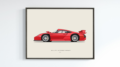 Porsche 911 GT1 Illustration car illustration porsche print vector