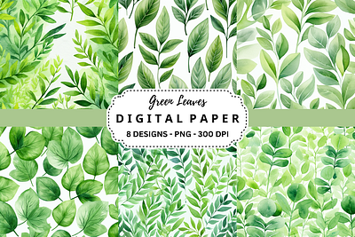 Watercolor Green Leaves Background tumbler wrap