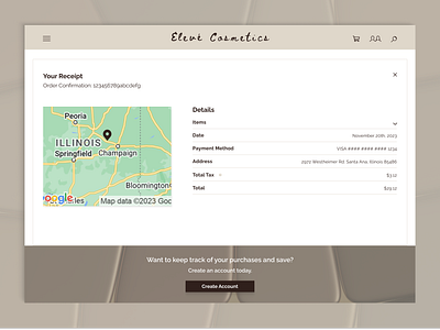 Purchase Receipt DailyUI #017 beauty cosmetics dailyui design dribbble e commerce eleve figma illustration inspiration purchase receipt signup subscription ui ux webdesign