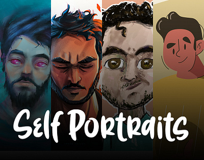 Self Portraits in Different Styles artwork digital digital illustration digital painting drawing fantasy illustration mood portrait self self portrait stylized